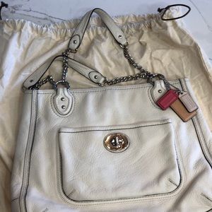 Coach pebbled Leather cream with silver hardware. Excellent condition